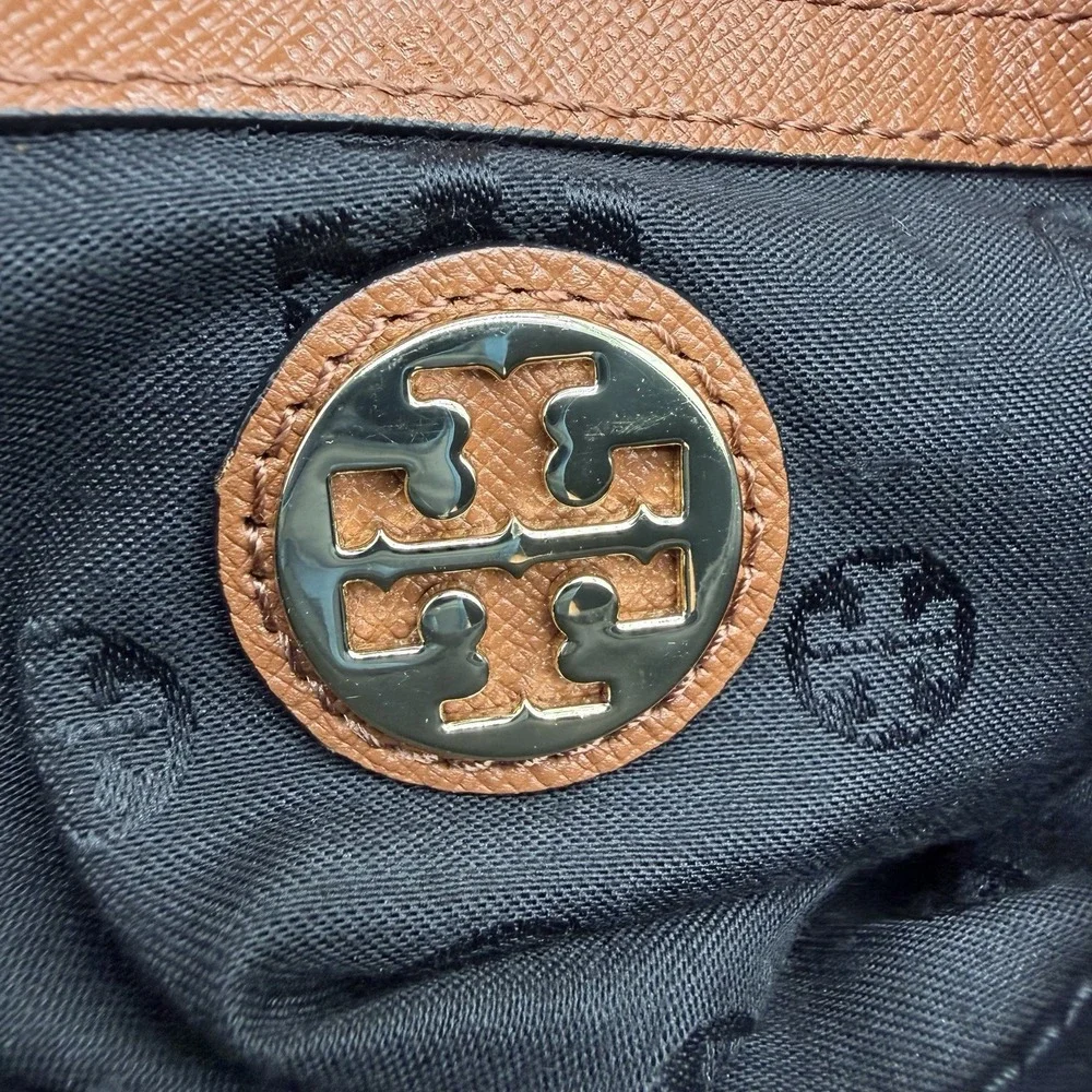 Tory Burch Penn Black Nylon Leather Crossbody With Logo Tag Gold Tone Hardware